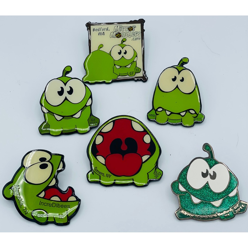 Cut the Rope Om Nom Lapel Pin Set Green Monster Mirror Monsters GF 2012 Z 1095